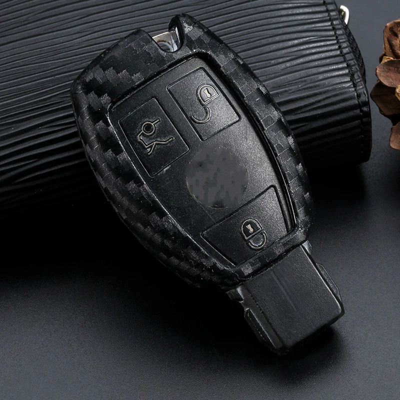 No have holder Chain Чехол для ключа автомобиля, чехол из углеродного волокна для Mercedes Benz BGA AMG W203 W210 W211 W124 W202 W204 W205 W212 W176, защитный чехол для ключа автомобиля - Название цвета: No have holder Chain