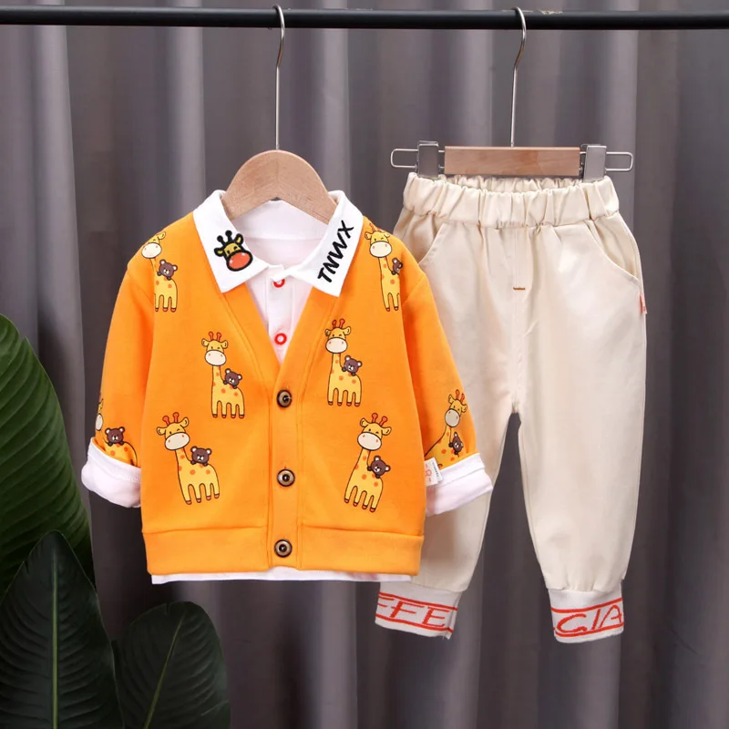 

Spring Baby Tracksuit Children Boy Girl Cotton Pullover Sweater Trousers 2PcsSets Kids Leisure Sport Suit Infant Cloth Jackets