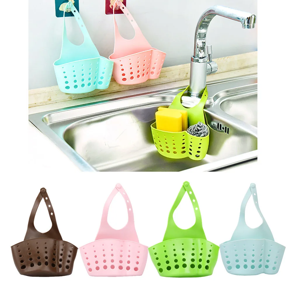 

Portable Kitchen Bathroom Sink Sponge Hanging Shelving Rack Drain Faucet Storage Tools Pail Shelves 4 Colors Sink Holder