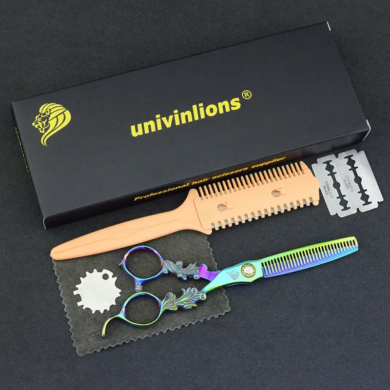 Профессиональные Парикмахерские ножницы univinlion Rainbow 440C парикмахерские для