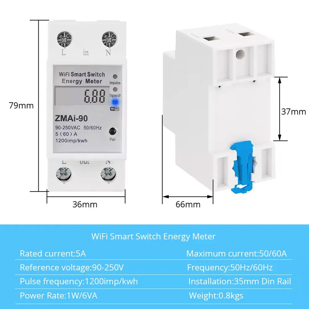 Измеритель мощности для умного дома ваттметр измеритель энергии с Wi-Fi реле