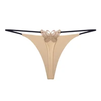 new double layer thin strap sexy thong butterfly embroidery low waist sexy bikini pure cotton t shaped panties panties sexy