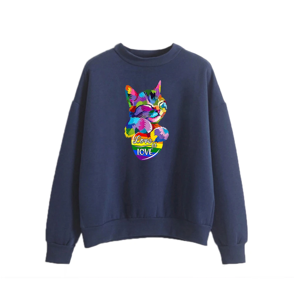 

Black and white Harajuku Cartoon Cat Print Cute Hooded Sweatshirt Kawaii Pullover Hoodies Women 2021 Winter Female Top