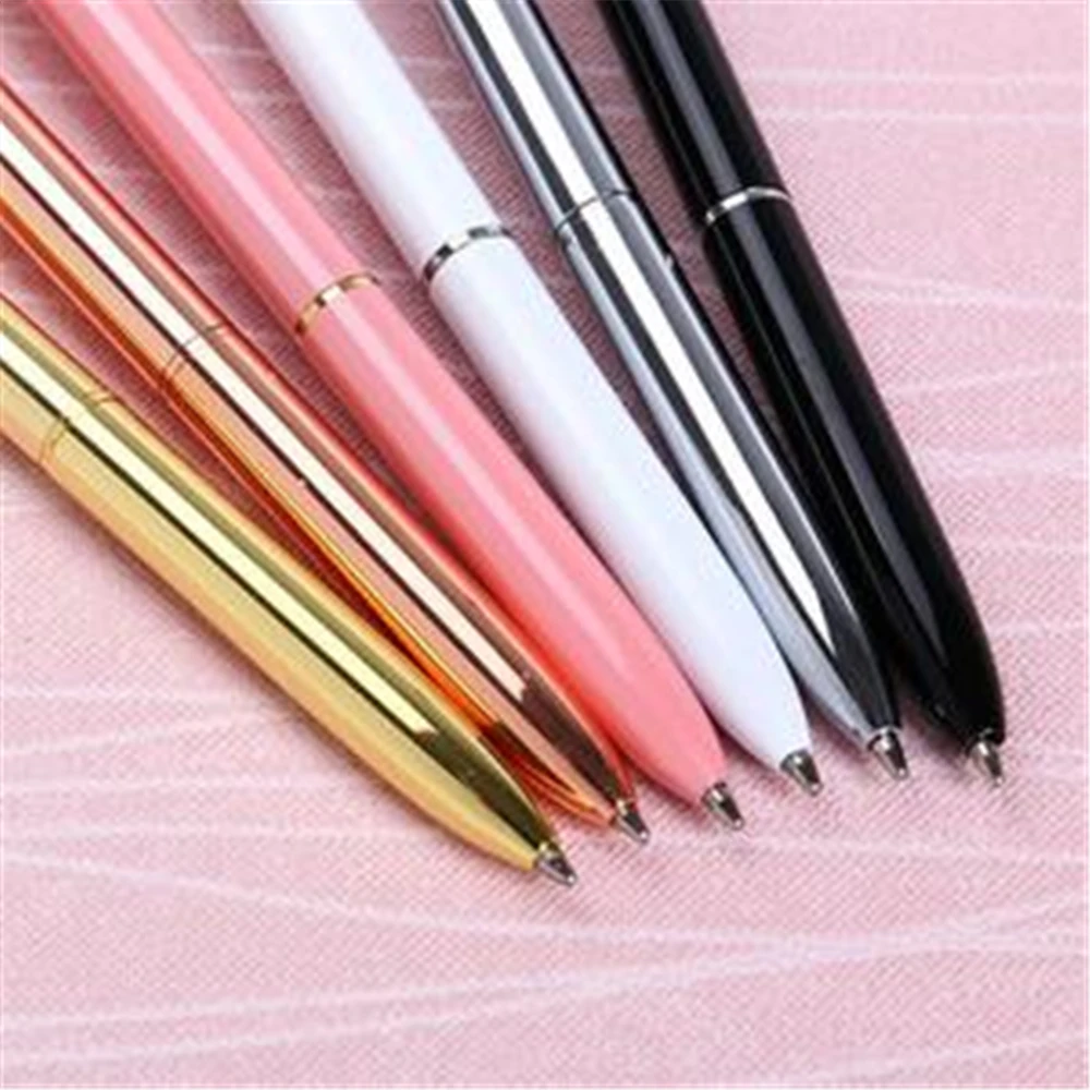 Кавайная шариковая ручка большая металлическая с крупными бриллиантами синяя и