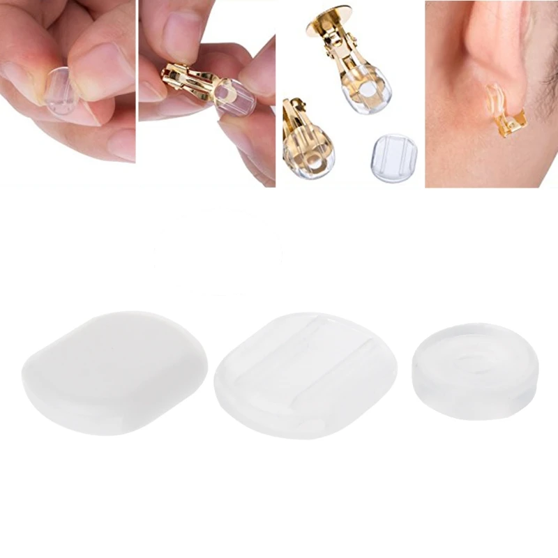 

50Pcs/Set Clear Comfort Earring Pads Silicone Anti Pain Cushion for Clip On Earrings DIY Making Tool Accessories