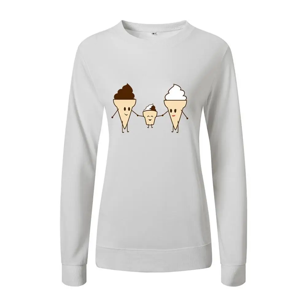 Женская толстовка с круглым вырезом свободный топ длинным рукавом и мультяшным