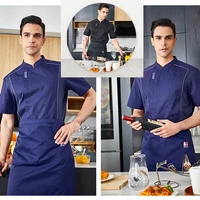 chef uniform overalls apron breathable men women hotel restaurant kitchen elegant five point sleeve restaurant kitchen uniform