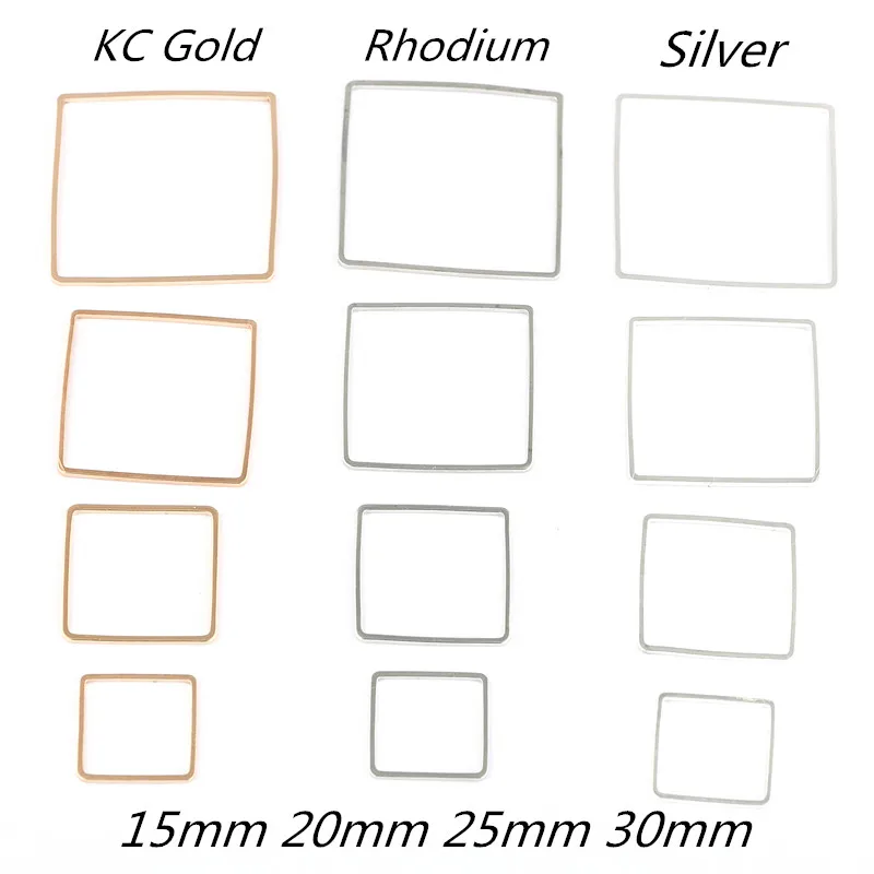 

10pcs 15mm 20mm 25mm 30mm KC Gold/White K/Silver Pendant Charms Square Earrings Bracelet Making Accessories DIY Jewelry Findings