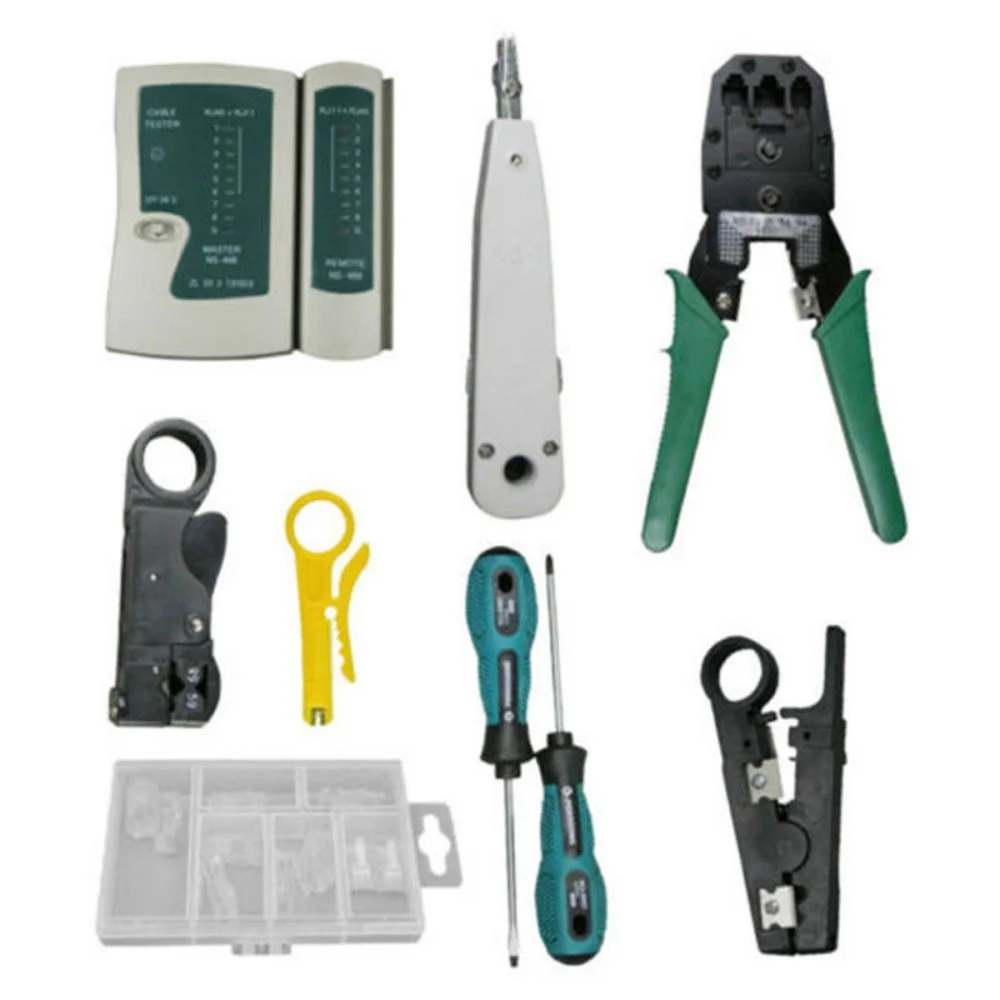 14 шт. RJ45 RJ11 RJ12 кабельный тестер комплект сеть обжимных инструментов Пробивка