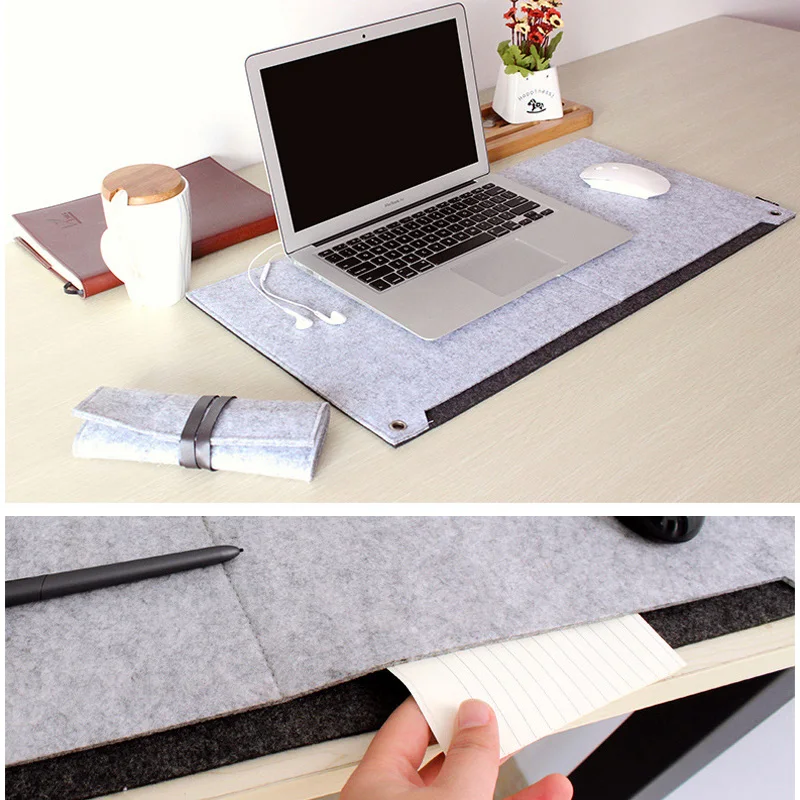 Новый стильный Серый моющийся войлочный Настольный коврик подставка для книг и