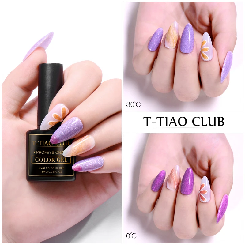 T-TIAO CLUB, 8 мл, термальный Гель-лак для ногтей, 2 цвета, меняющий температуру, замочить, УФ-Гель-лак для нейл-арта, лак для маникюра