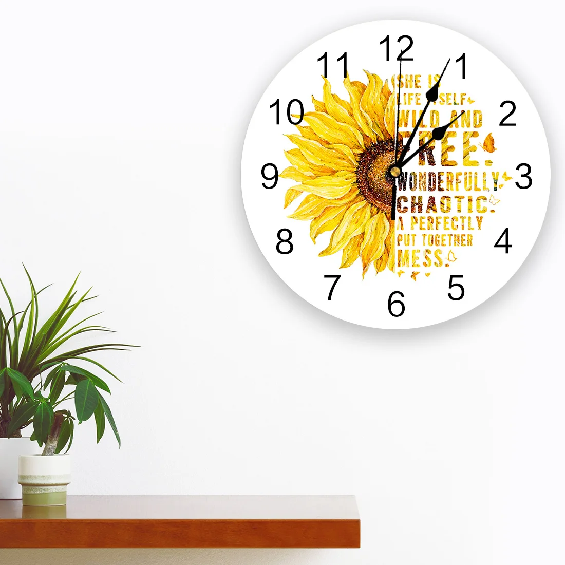 Подсолнух Бабочка белые настенные часы современный дизайн домашний Декор