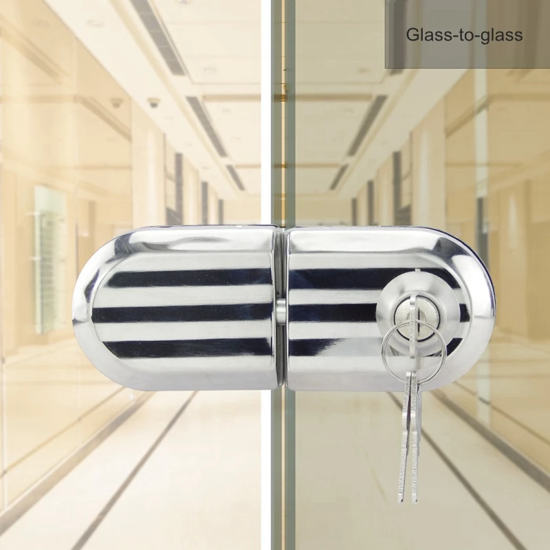 Замок для стеклянных дверей из нержавеющей стали однораспашной Бескаркасный