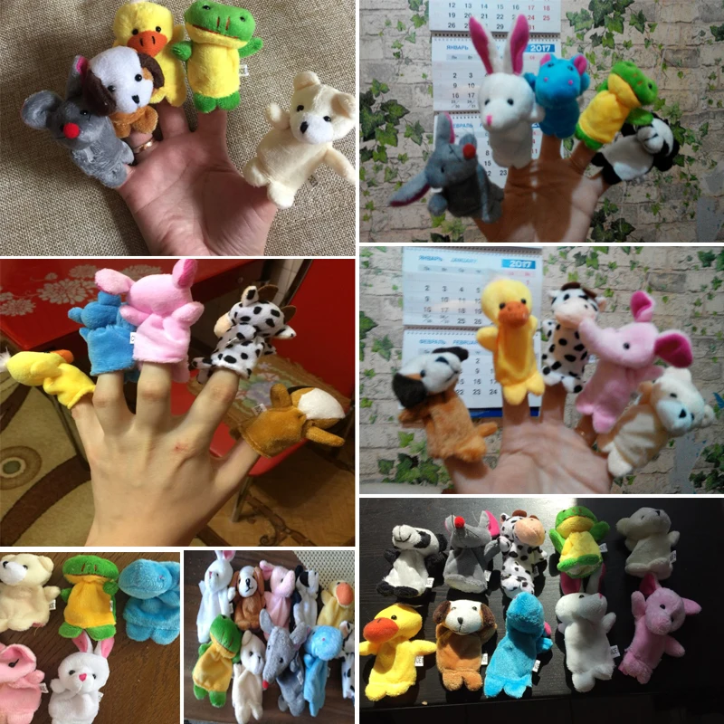 10PCS/Lot Cartoon Animal Velvet Finger Puppet Toy Doll Baby Cloth Educational Hand Story Kids | Игрушки и хобби