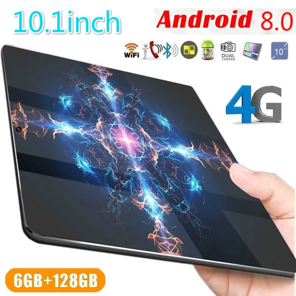 

10.1 Inch Tablet PC 6 + 128GB Android 8.0 Google Store 10 Core 1280X800 IPS Dual SIM Card 4G Phone Call Android Tablet