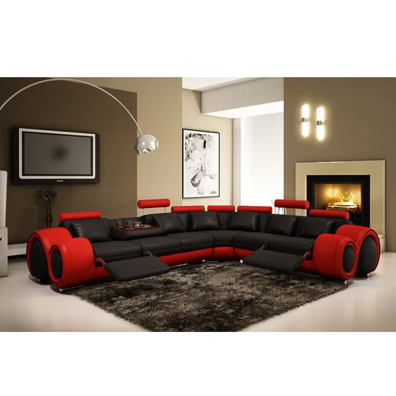 Living Room Sofa set corner sofa speaker real genuine cow leather sectional sofas minimalist muebles de sala moveis para casa | Мебель