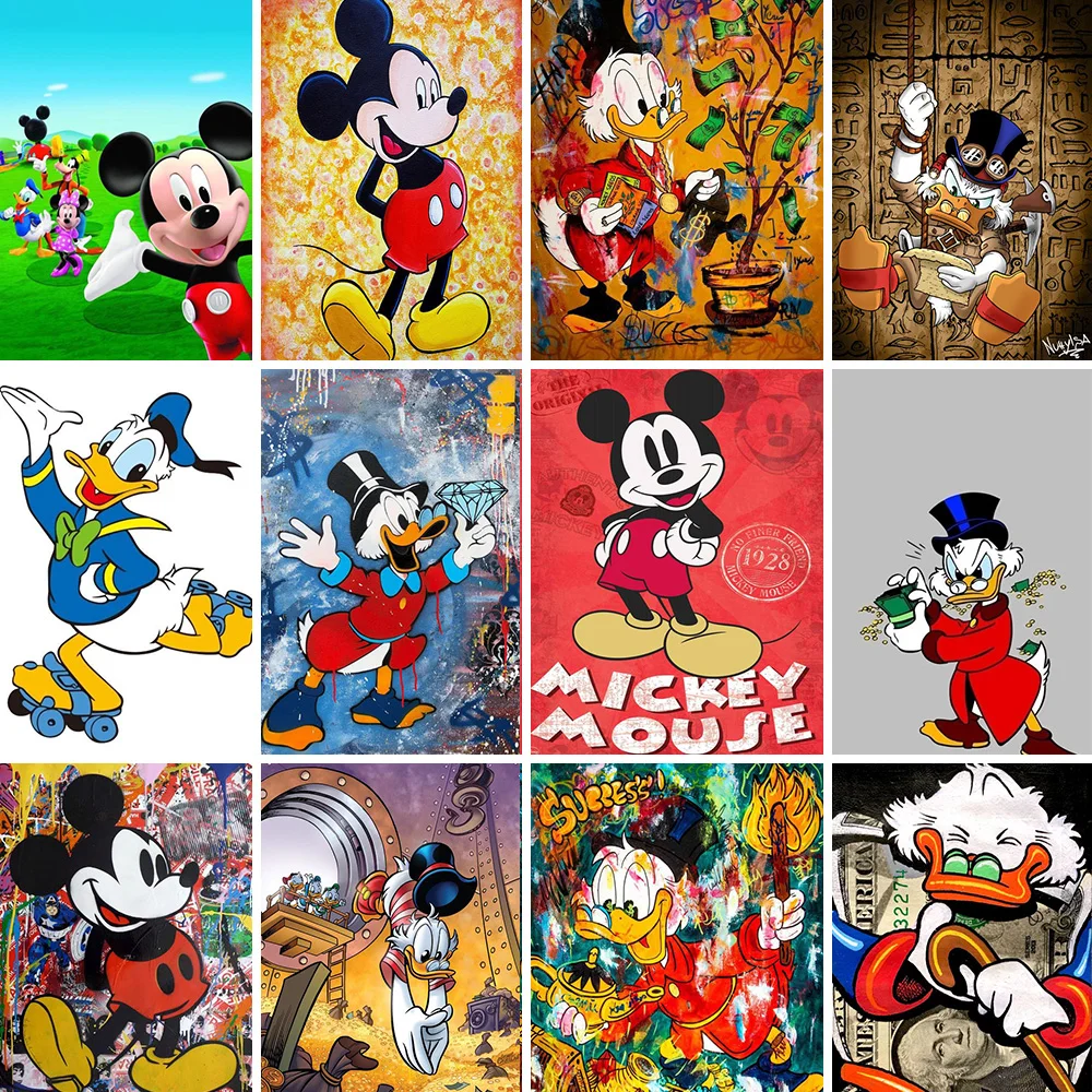 

5D Diy Disney Donald Duck and Mickey Full Square/Round Diamond Embroidery Paintings Cross Stitch Mosaic Art Wall Home Decoration