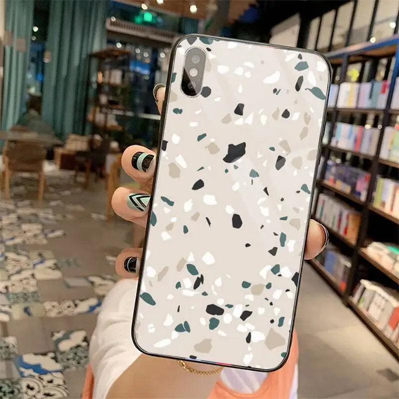 

Terrazzo seamless aesthetics pattern funda coque cover Phone Case Tempered glass For iphone 5C 6 6S 7 8 plus X XS XR 11 PRO MAX