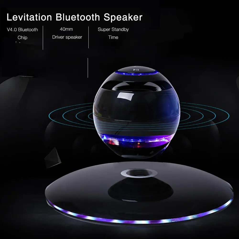 Новая магнитная левитация 3D Bluetooth динамик вращающийся с красочным Светодиодный поддержка для iOS Android телефон Hands-free Звонки