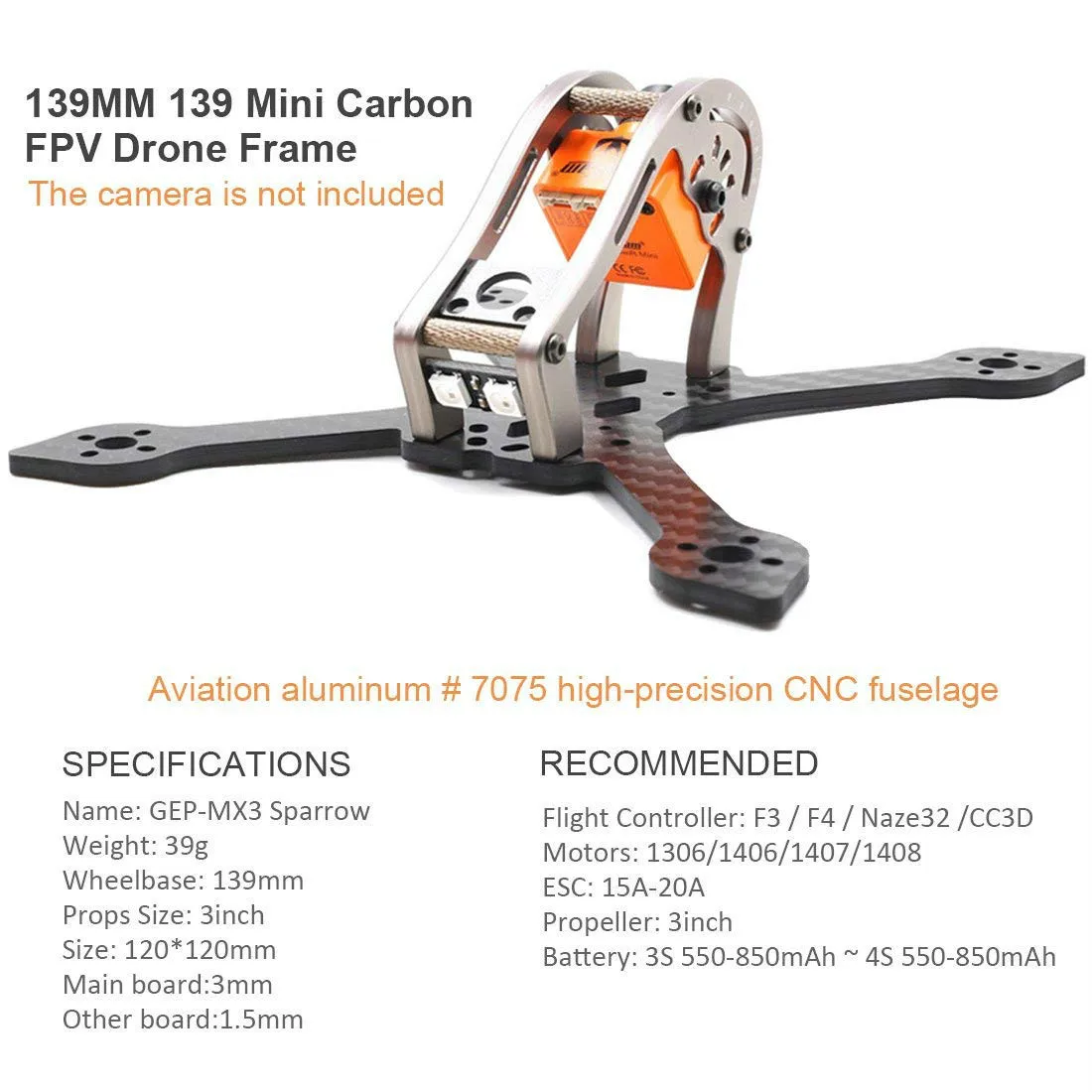 Geprc Mx3 Sparrow Geprc gep-mx3 Дрон Mark 139 139 мм углеродного волокна Бразильский Мини Fpv гоночная рамка Комплект для квадрокоптера гонщик Diy