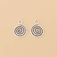 50pcslot tibetan silver spiral swirl vortex round charms pendants 2 sided beads for jewelry making accessories