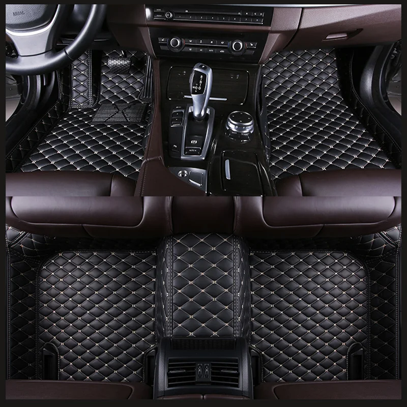 Black Beige Пользовательские автомобильные коврики для Mercedes Benz W203 W204 W205 W201 W202 AMG C43 C63 C200 C220 водонепроницаемый кожаный Противоскользящий ковер - Название цвета: Black Beige