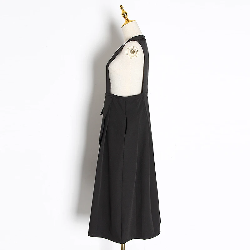 

TWOTWINSTYLE Ruched Black Tank Dress Women O Neck Sleeveless High Waist Midi Elegant Dresses Female Fashion Clothes 2020 Fall