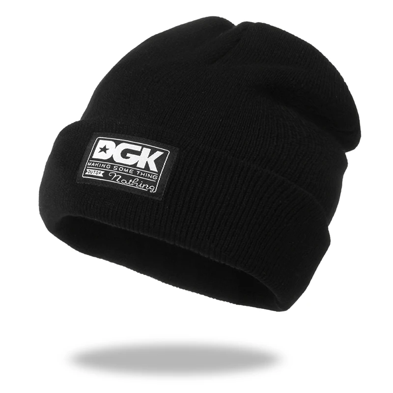 

New DGK letter knitted beanie hat 100% cotton flexible soft fashion high quality beanies unisex hip hop ski cap warm hats