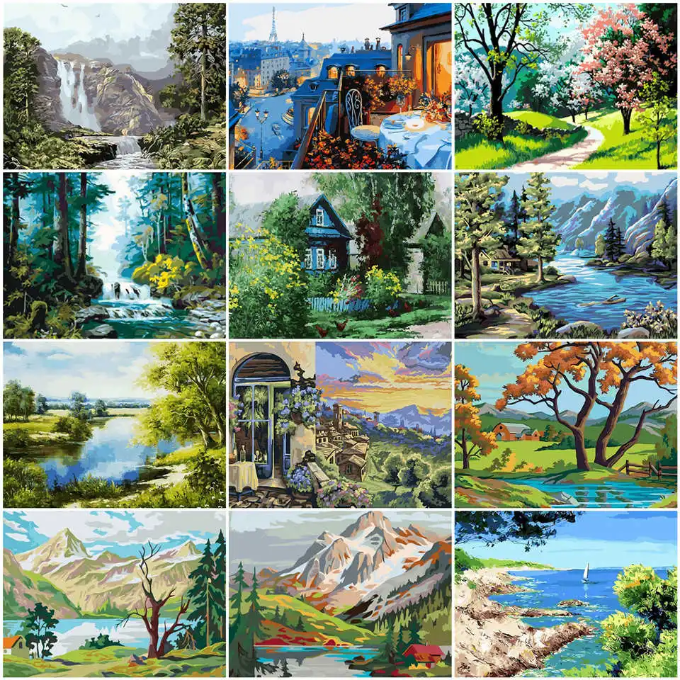 Набор для рисования по номерам на холсте с деревом|Картины номерам| |