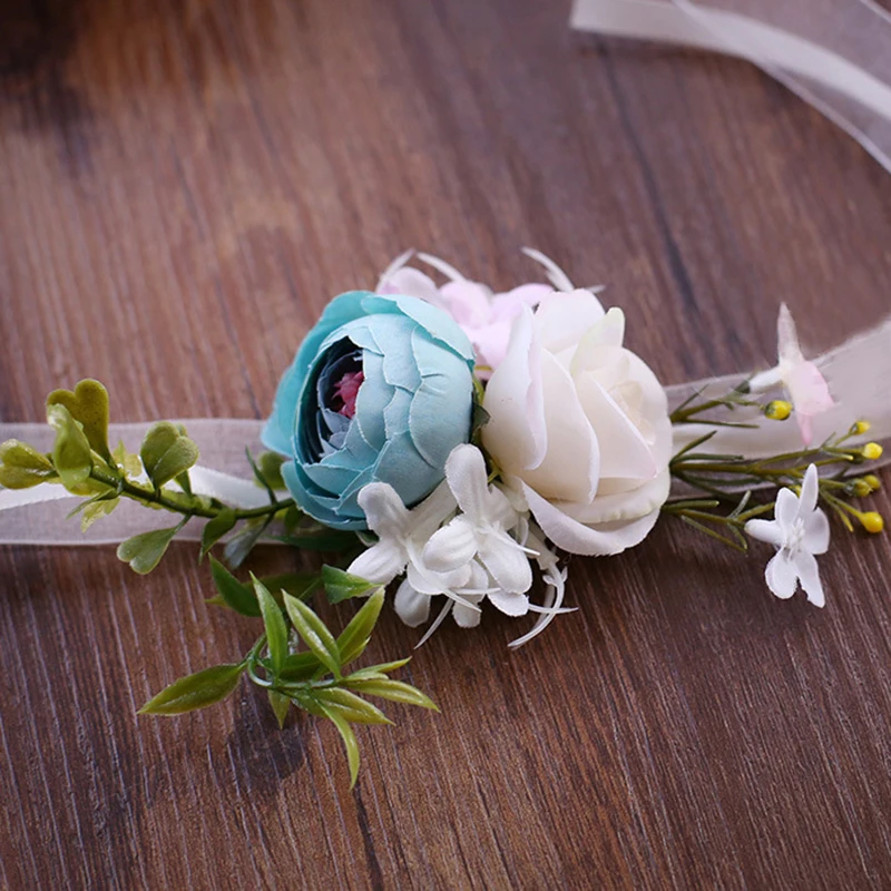 Корсаж-бутоньерка на запястье для невесты искусственная шелковая розовая рука