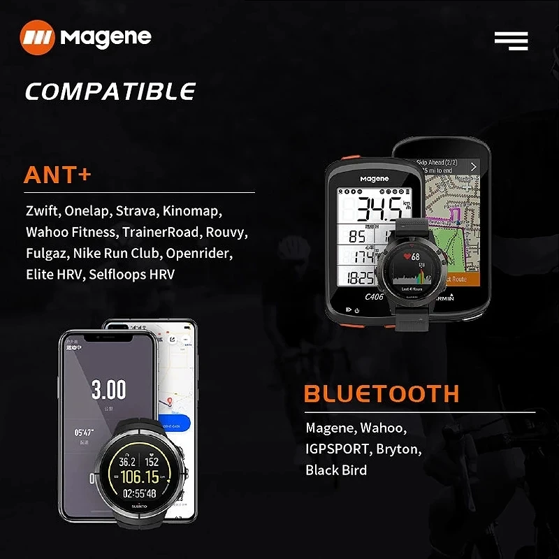 Magene H003 Bluetooth4.0 ANT + датчик сердечного ритма совместимый с GARMIN Bryton IGPSPORT компьютерный
