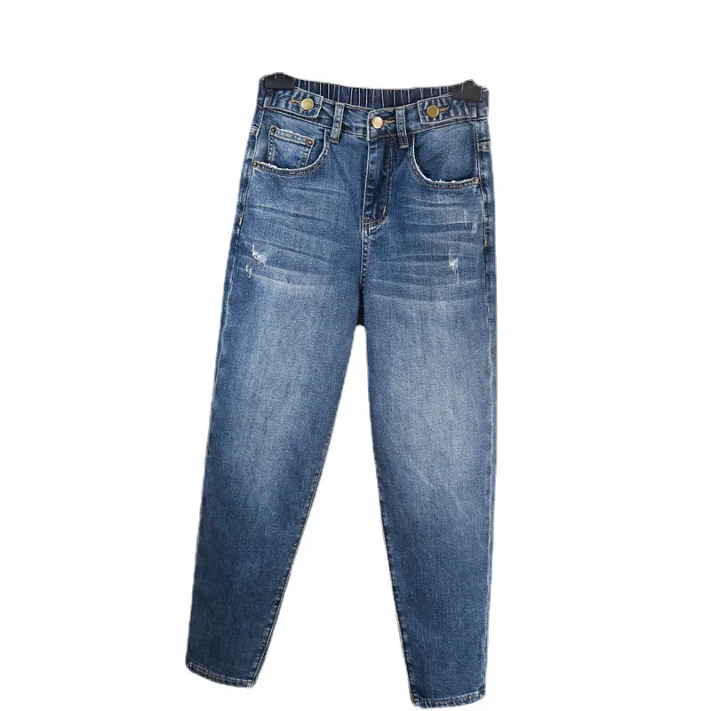 

2021 Boyfriend Jeans For Women Trousers Loose Stretch High Waist Jeans Female Streetwear Large Size Mom Harem Denim Pants 4XL5XL