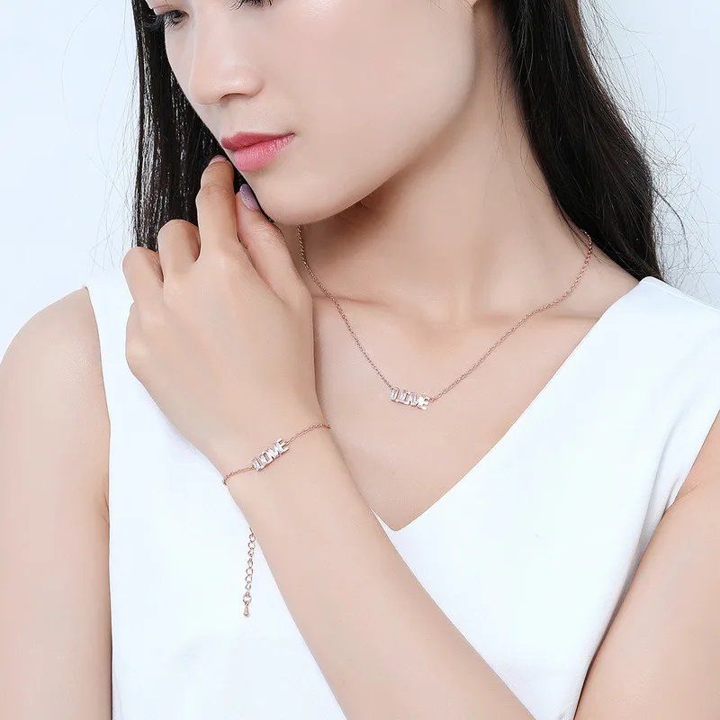 

Fashion female letter bracelet rose gold love bracelets for women exquisite fashion bracelets jewelry for girlfriend gift