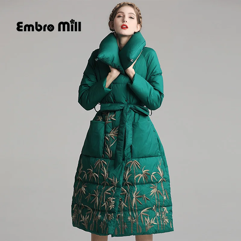 Зимний Тонкий Высококачественный пуховик Винтажный стиль лацкан Дворцовая