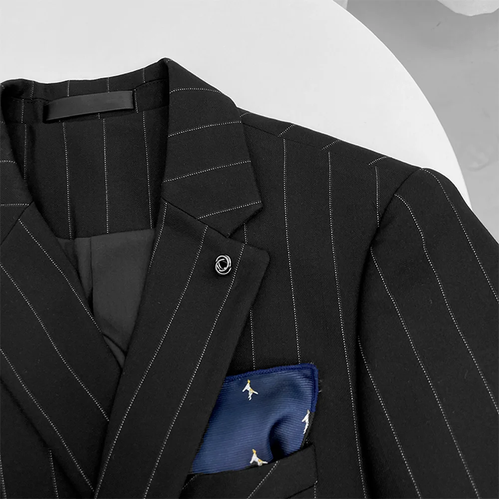 

2021 New Business Wedding Suits for Men Fashion Striped Slim Fit Male Suit 2 Pcs Set Blazers Pants Office Social Male Clothing