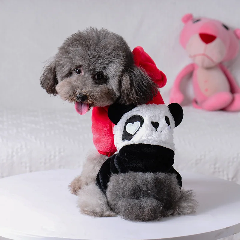 Зимняя одежда Papipte с рисунком панды для маленьких собак костюм щенка Толстовка