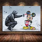 Улицы граффити Disney Микки Мышь Бэнкси постер, поп-арт и печать, Картина Настенная для Гостиная украшения Куадрос