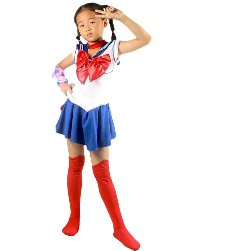 Hot Anime Super sailor cosplay costumes set usagi sailor jupiter Girls Fancy Dress venus Kids Clothes for Halloween