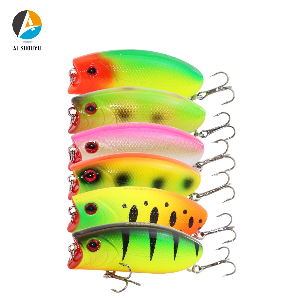 AI SHOUYU 1 шт. жесткая наживка Поппер рыболовная приманка 55 мм 10 г Topwater Popper Bass Pesca