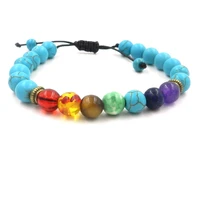 1pc new muti color 7 chakra bracelet men healing balance beads prayer natural stone yoga bracelet for women