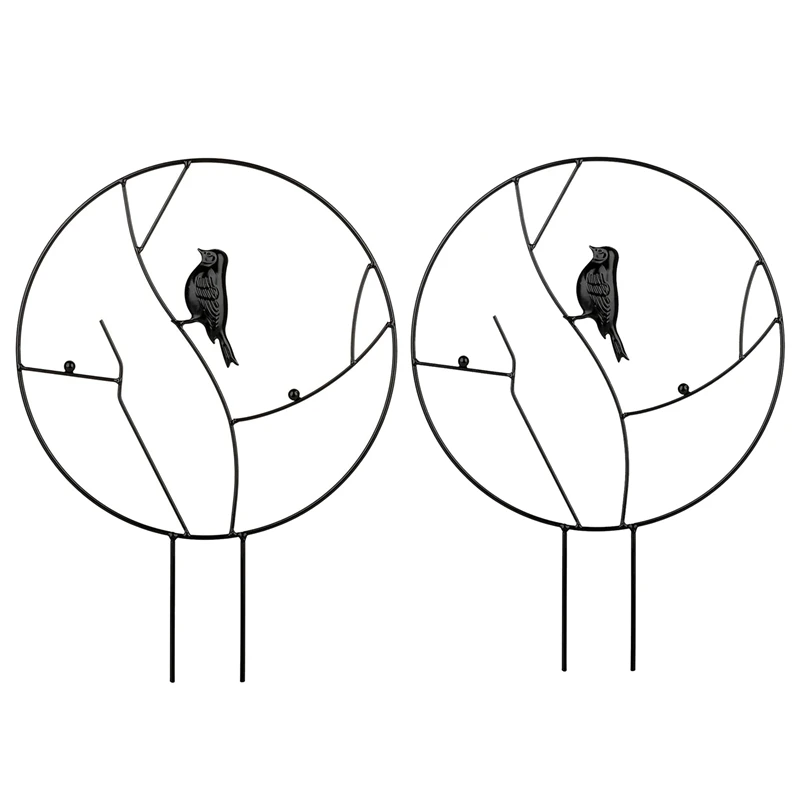 

2X Metal 13.78Inch/11.8Inch Garden Trellis,For Climbing Plants Sturdy Iron Potted Support