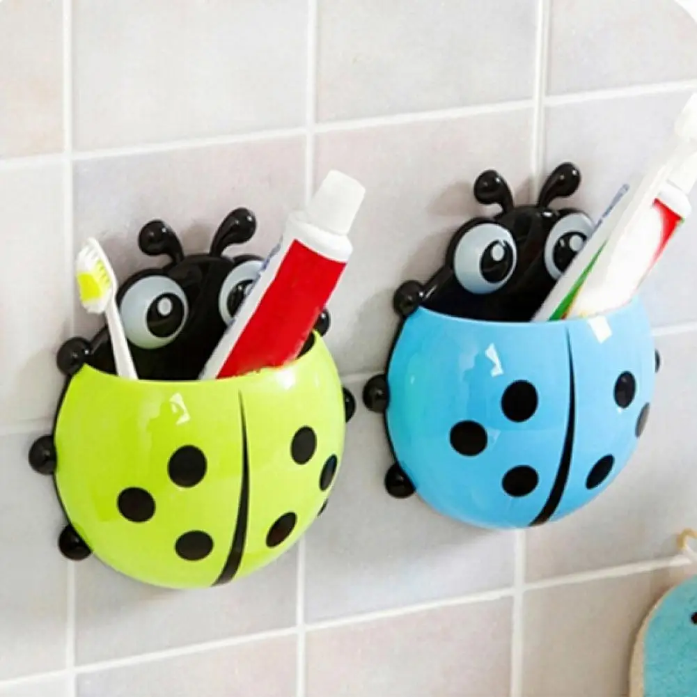 

1pcs Cute Ladybird Beetle Toothbrush Toothpaste Holder Storage Rack Bathroom Shelves Basket Rack Home Organizer Bath Accessories