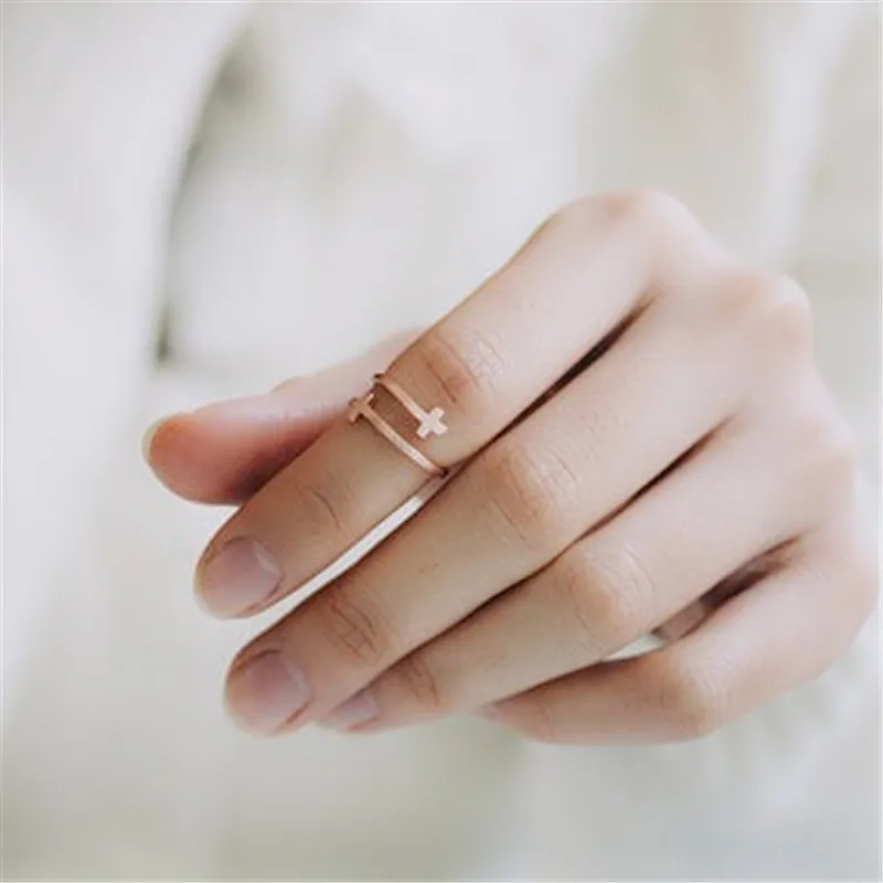 Fashion Double Cross Finger Simple and delicate opening design ring Ring for women | Украшения и аксессуары
