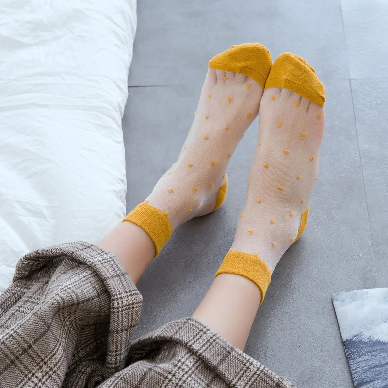 Новинка женские носки модные прозрачные сетчатые стекло шелковые для девочек