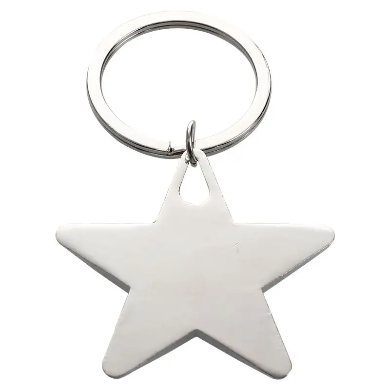 

Five Pointed Star Shaped Pendant Keychain Silver Tone