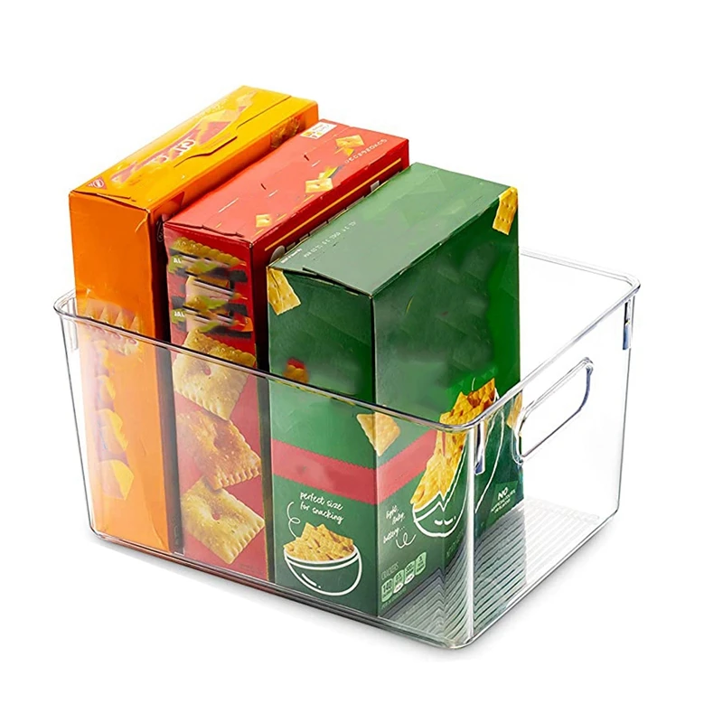 

3 Pack Refrigerator Organizer Bins - Stackable Fridge Organizers with Cutout Handles for Freezer,Cabinet, Countertops