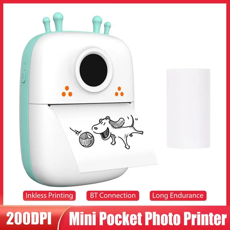 

Mini Pocket Printer Portable BT Wireless Thermal Printer Photo Notes Errors Memo Thermal Printer for Study Office Travel
