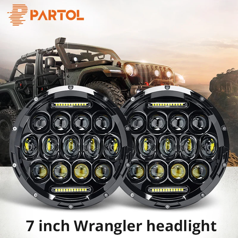 Partol 2x7 &quotкруглый светодиодный лампы 150 Вт 7 дюймов мотоциклетные фары DRL вождения