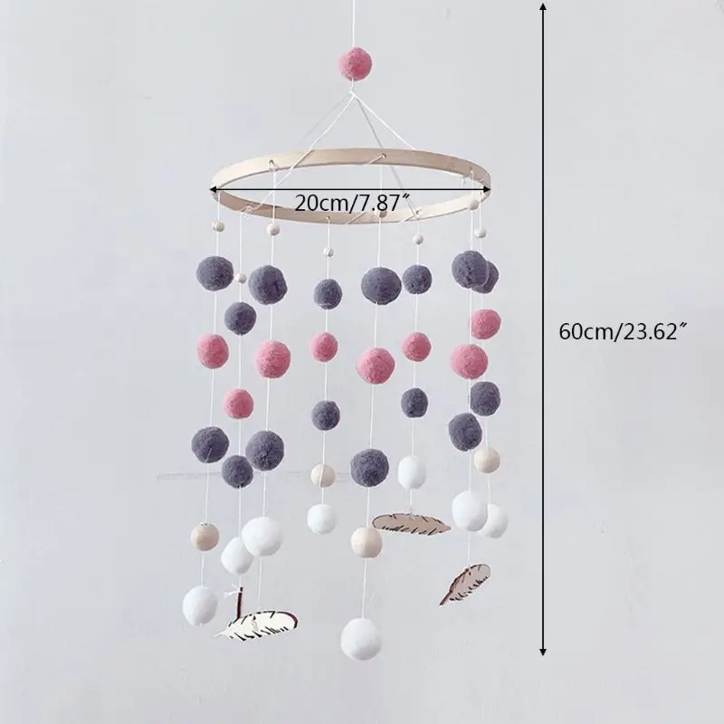 

Baby Wool Balls Wooden Beads Mobile Rattles Bed Bell Wind Chimes Toy Decorations