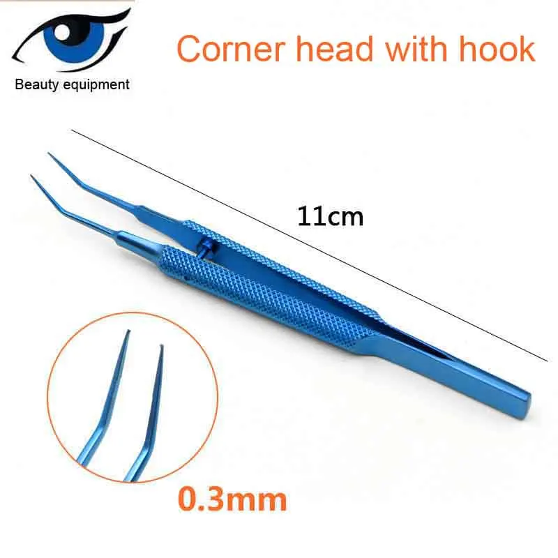 Титан сплав микроскопическая пинцет прямой локоть Угловая головка с одной